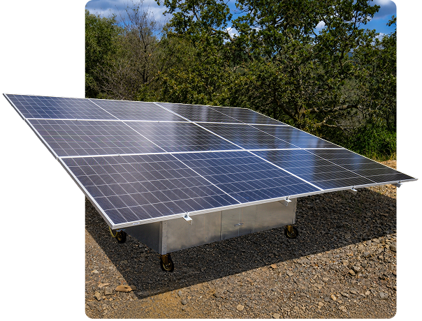 Deployed Winged Solar panel array on a portable skid base